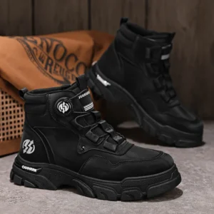 Outdoor work shoes with rotating buckle